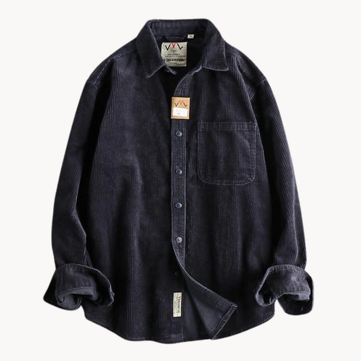 Button-Down Textured Corded Shirt for Men – Casual and Structured Shirt