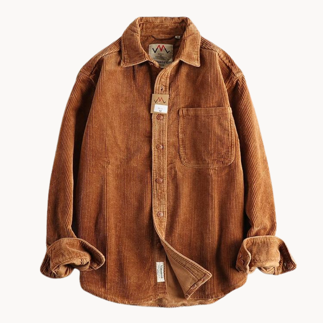 Button-Down Textured Corded Shirt for Men – Casual and Structured Shirt