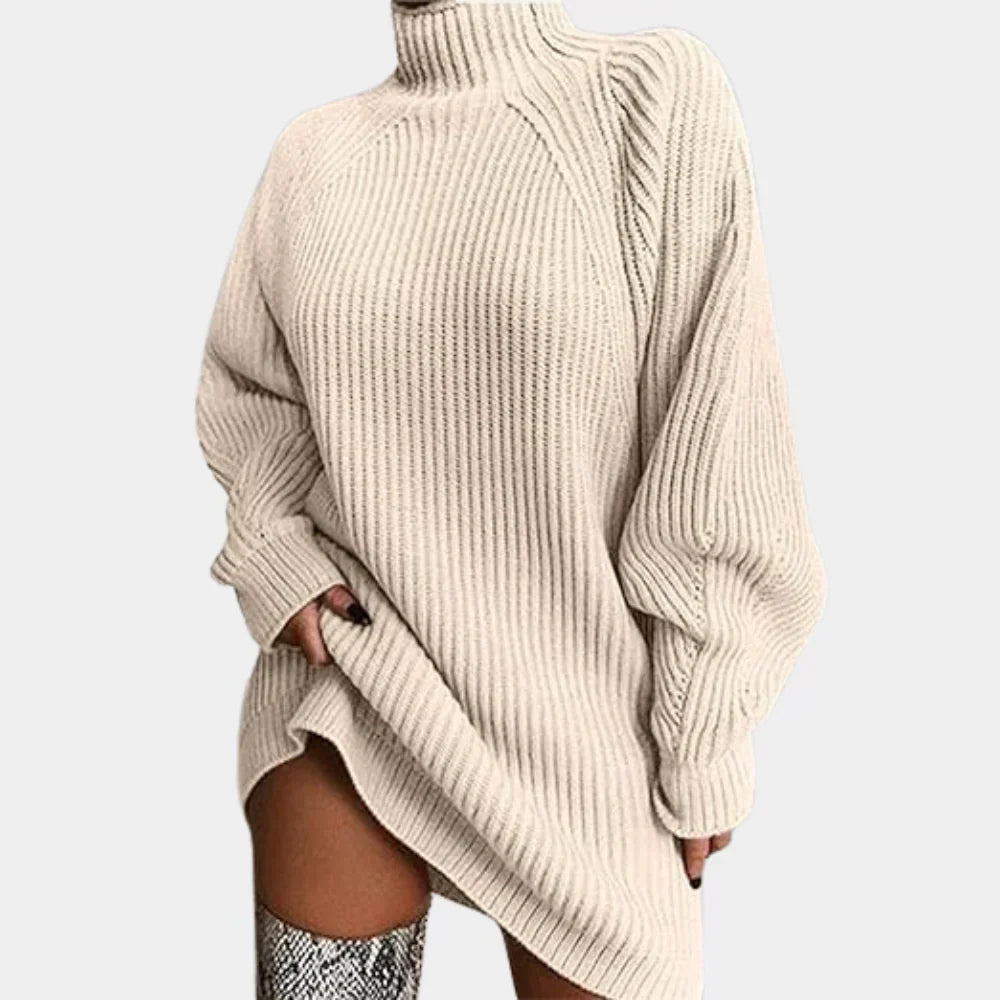 Women's Oversized Sweater with Ribbed Cuffs and Hem