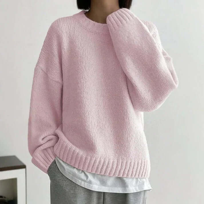 Sienna - Rosafarbener einfarbiger Pullover