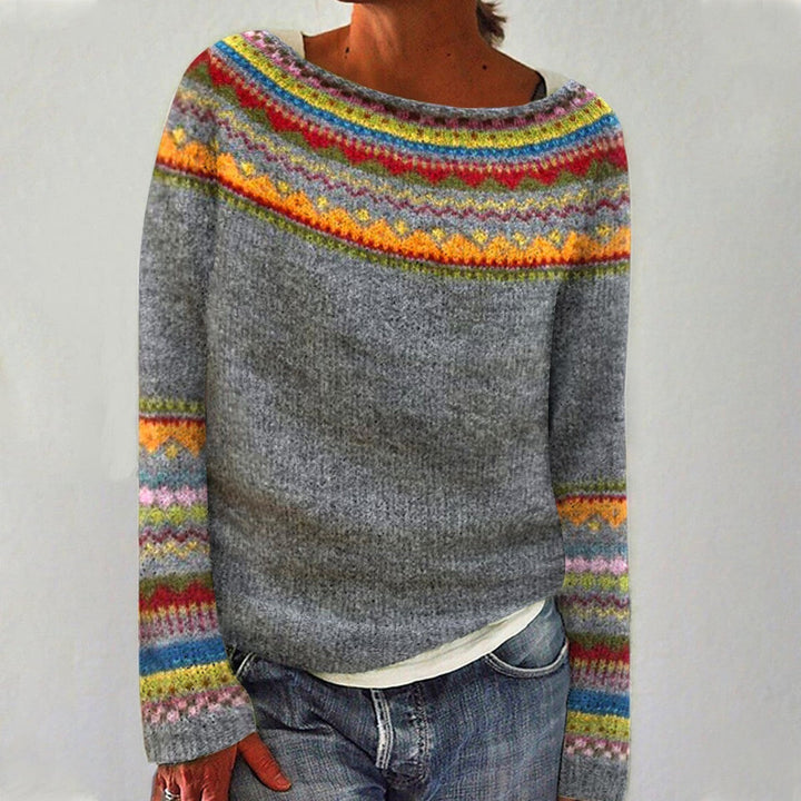 Elsa | Women's Striped Sweater with Mixed Colour Banding