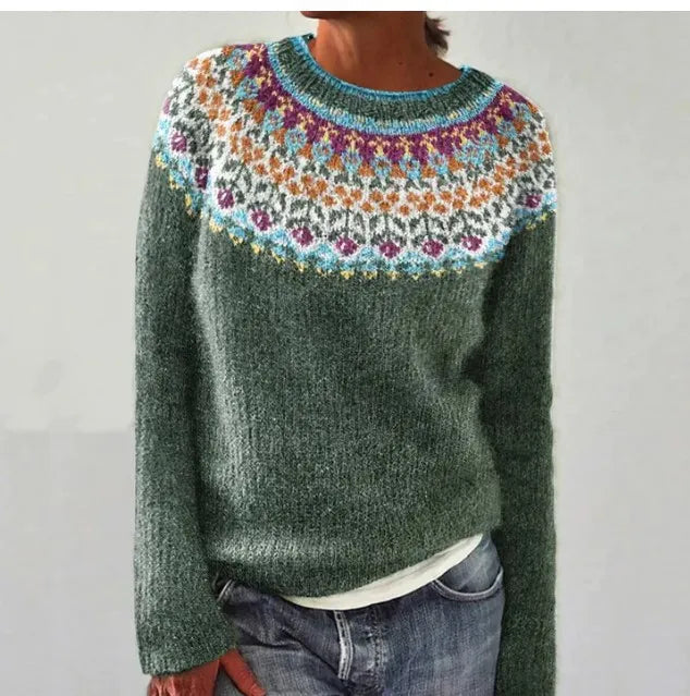 Elsa | Women's Striped Sweater with Mixed Colour Banding