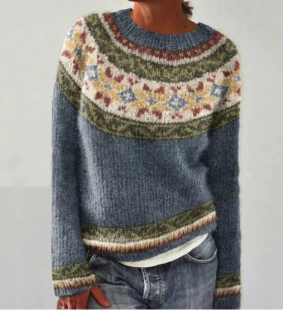 Elsa | Women's Striped Sweater with Mixed Colour Banding