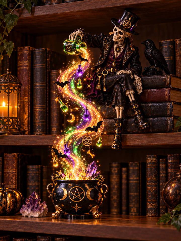 Halloween Cascade Shelf Light With Witch Design