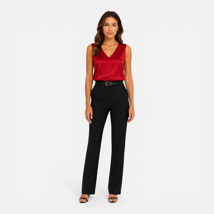 Montarello Evening Top for Women, Satin Feel V-Neck Camisole