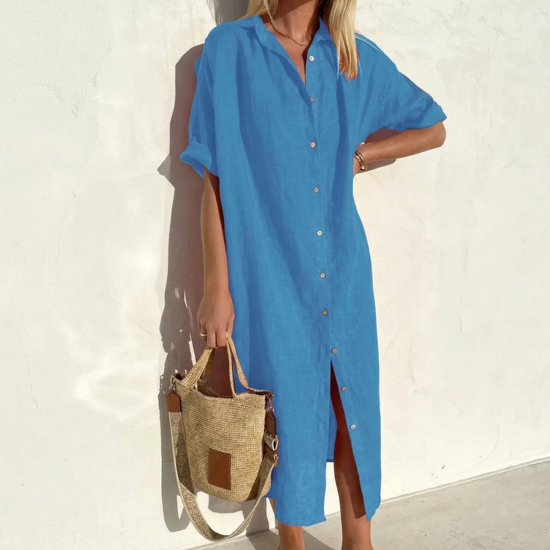 Women's Oversized Midi Shirt Dress - Relaxed Fit