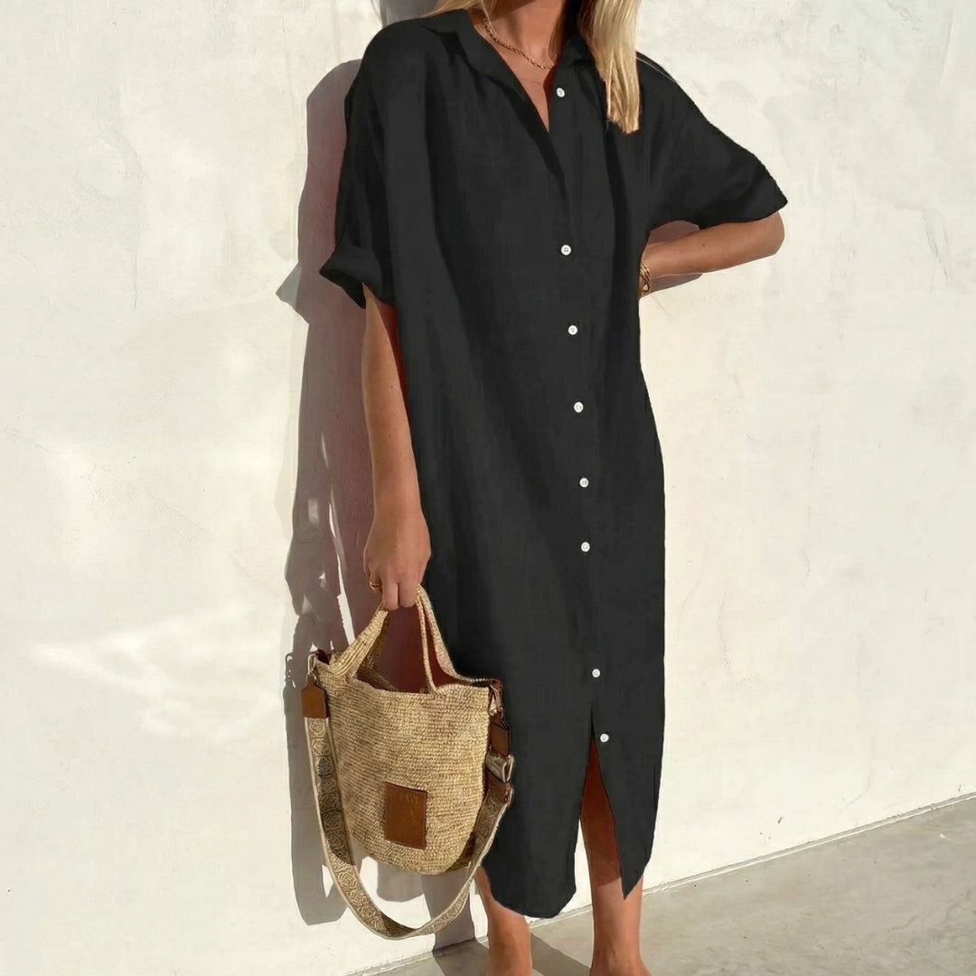 Women's Oversized Midi Shirt Dress - Relaxed Fit