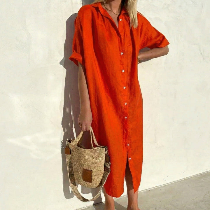 Women's Oversized Midi Shirt Dress - Relaxed Fit