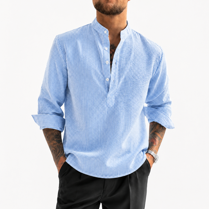 ELENA HARPER™  |  STRIPED HIGH COLLAR SHIRT FOR MEN