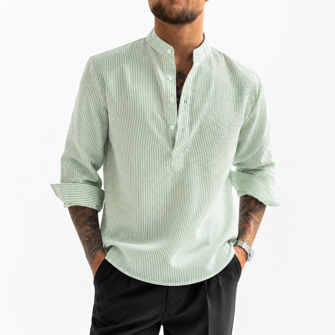 ELENA HARPER™  |  STRIPED HIGH COLLAR SHIRT FOR MEN
