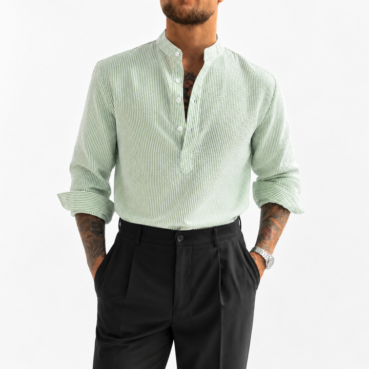 ELENA HARPER™  |  STRIPED HIGH COLLAR SHIRT FOR MEN