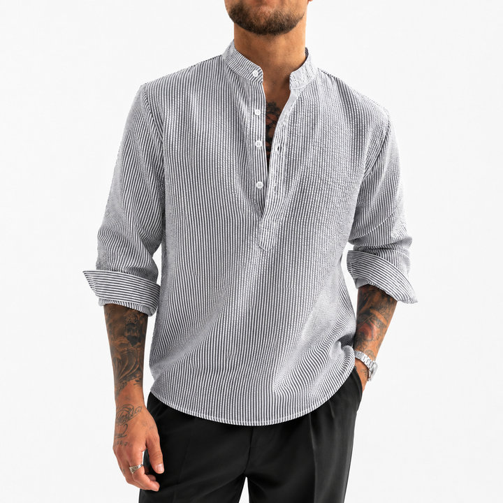 ELENA HARPER™  |  STRIPED HIGH COLLAR SHIRT FOR MEN