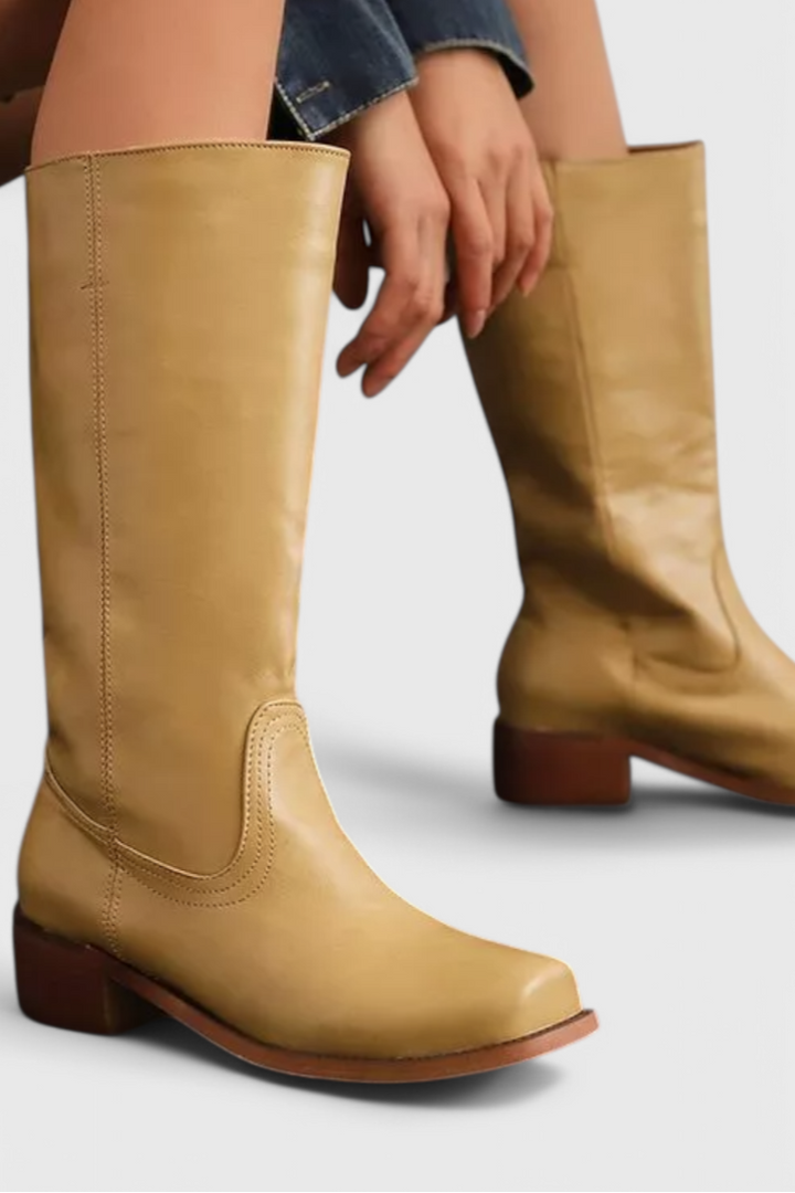 Women's Elegant Knee-High Heeled Boots - Comfortable & Stylish