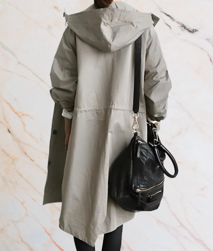 Stephane Oversized and Long Coat Jacket with Buttons and Deep Side Pockets, view 3 - Elena Harper