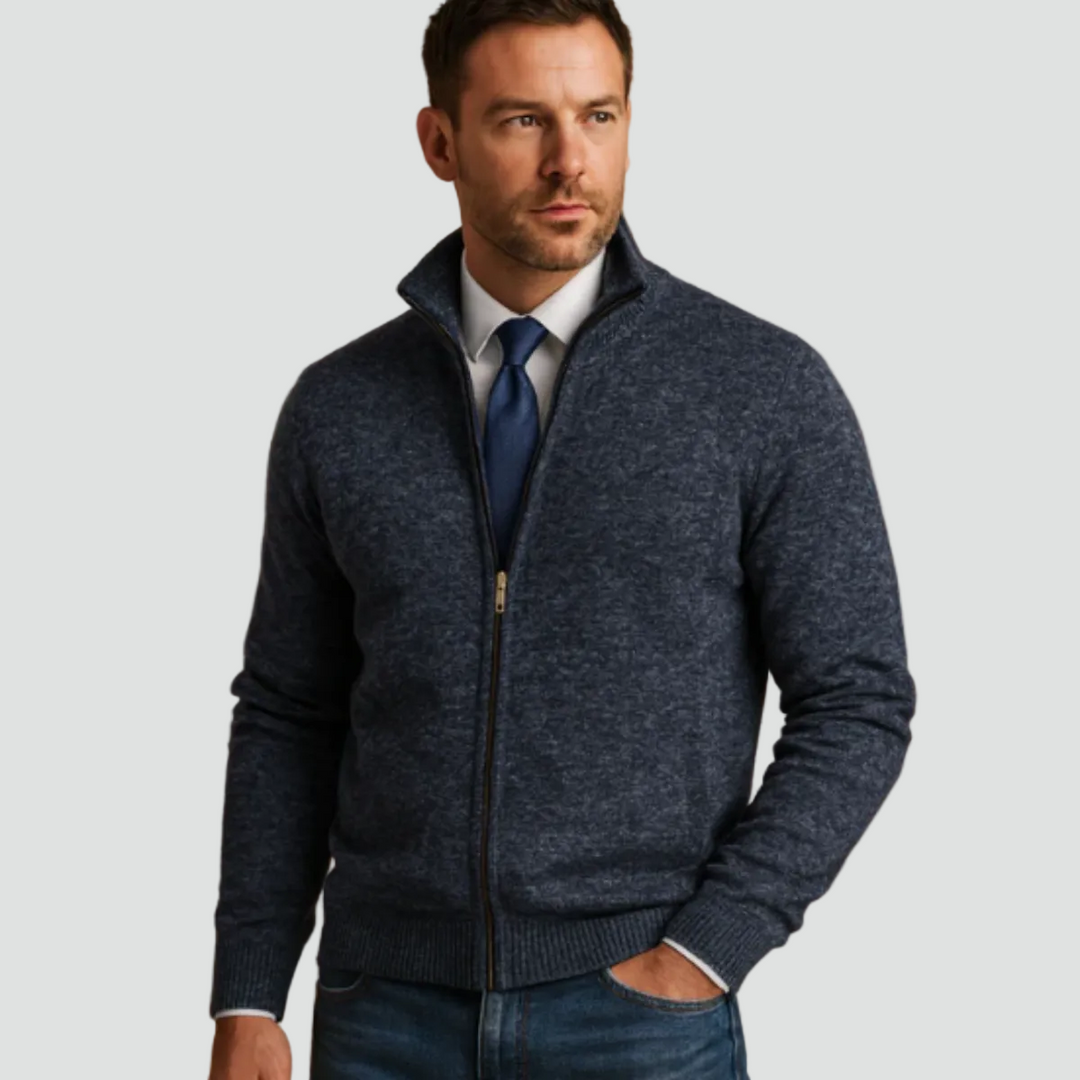 Men's Cardigan | Zipper & Stand-up Collar