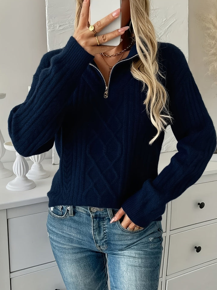 Knitted Sweater for Women | Cable Knit & Half Zip