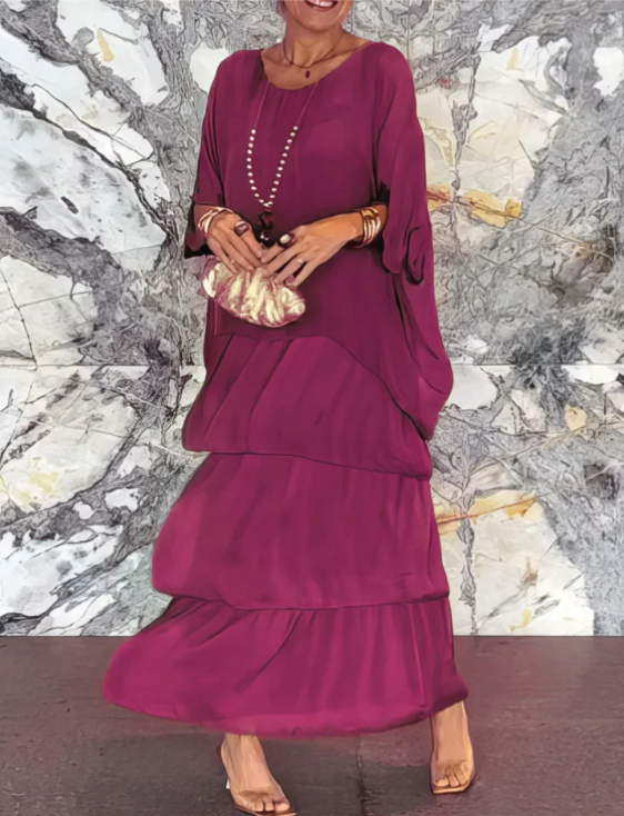 Caroline Loose Round Neck Maxi Dress - Elena Harper