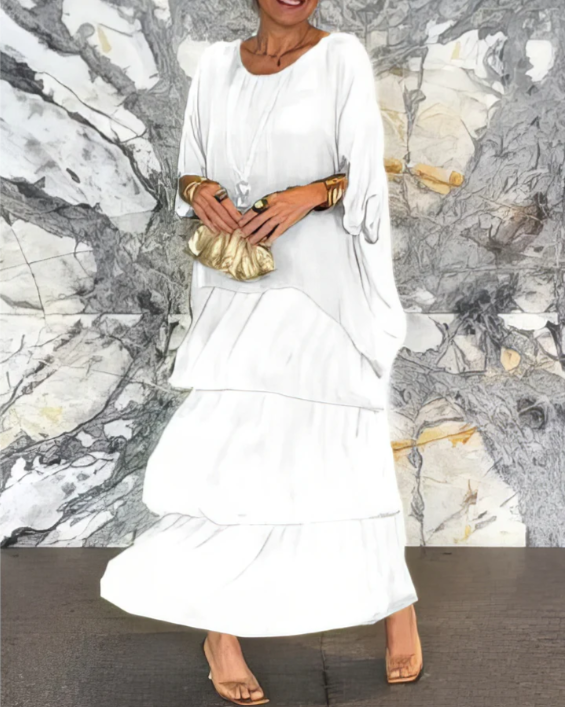 Caroline Loose Round Neck Maxi Dress - Elena Harper