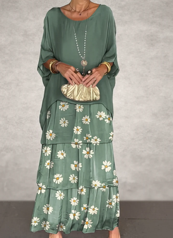 Caroline Loose Round Neck Maxi Dress - Elena Harper