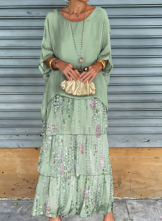Caroline Loose Round Neck Maxi Dress - Elena Harper
