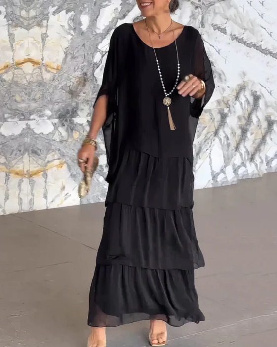 Caroline Loose Round Neck Maxi Dress - Elena Harper