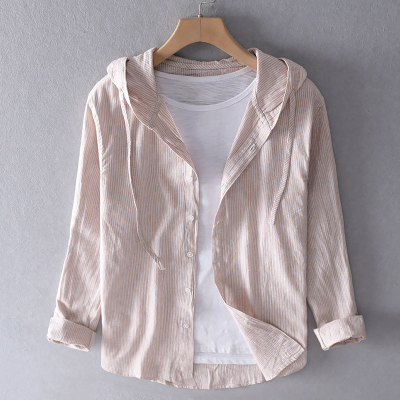 Linen Shirt with Lapel Collar for Women
