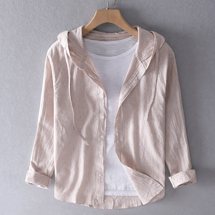 Linen Shirt with Lapel Collar for Women
