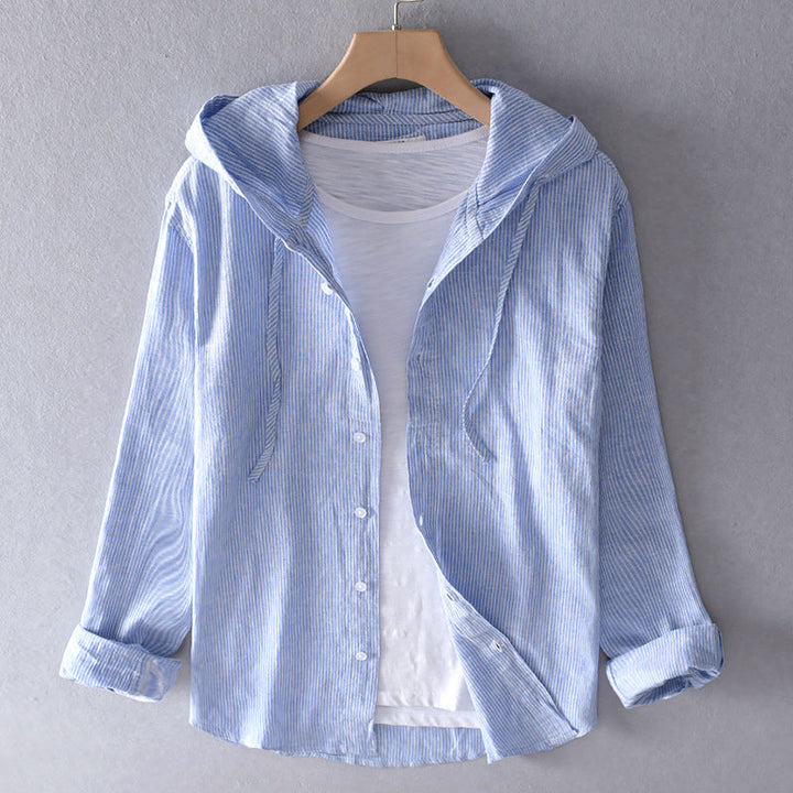 Linen Shirt with Lapel Collar for Women