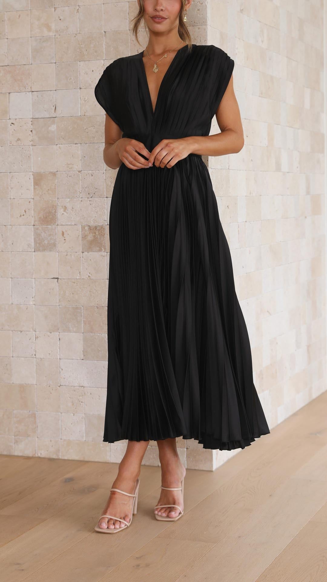Alexis Elegant Pleated Dress - Elena Harper