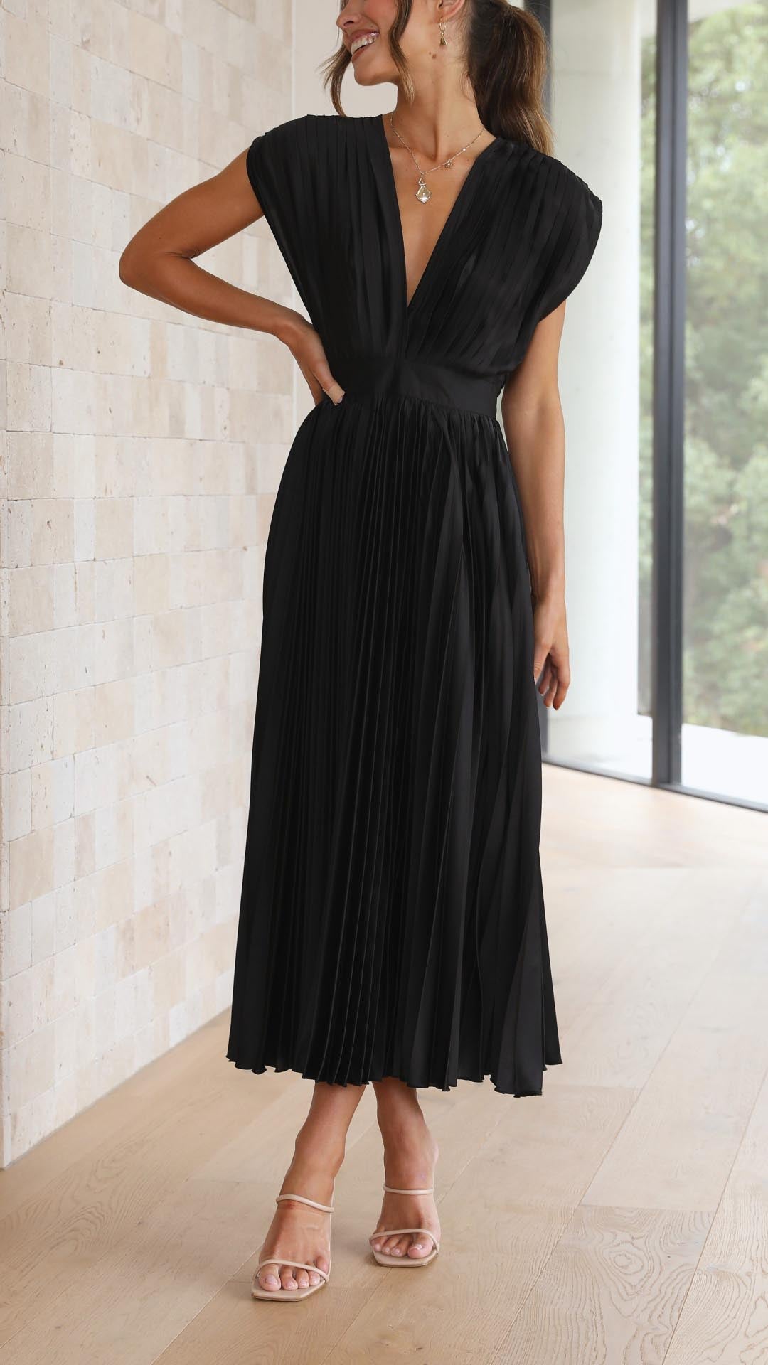 Alexis Elegant Pleated Dress - Elena Harper