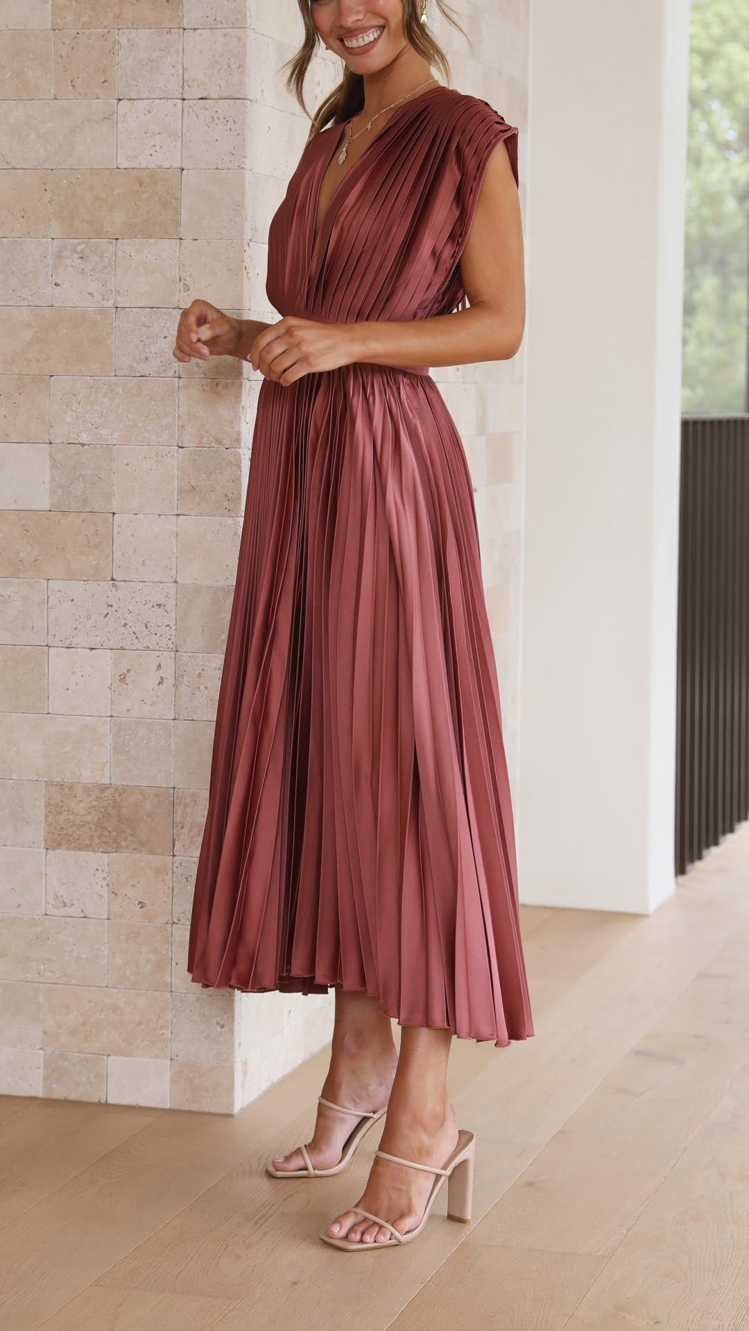Alexis Elegant Pleated Dress - Elena Harper