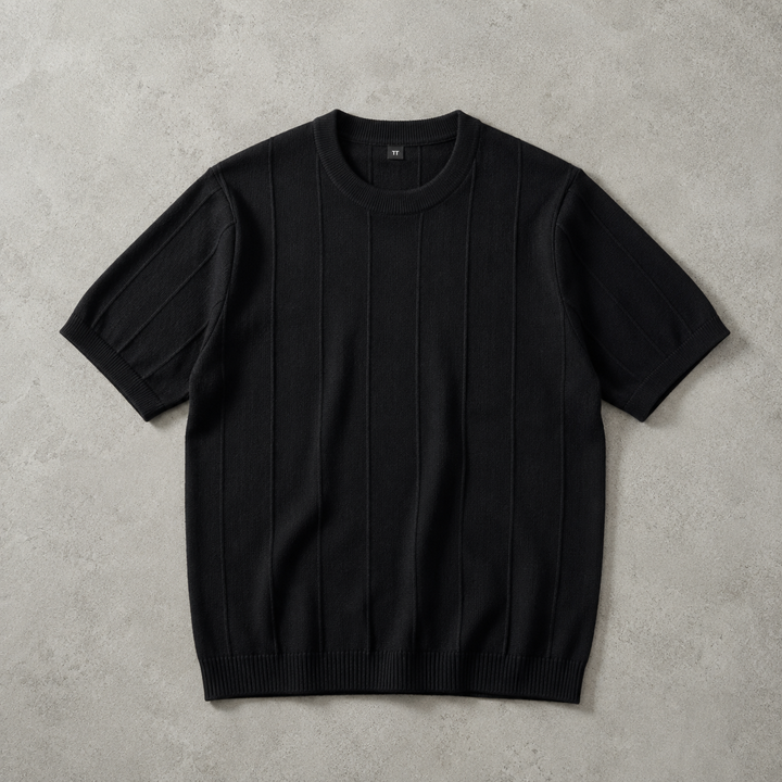 Dinant Wide Rib Knit Short Sleeve Tee