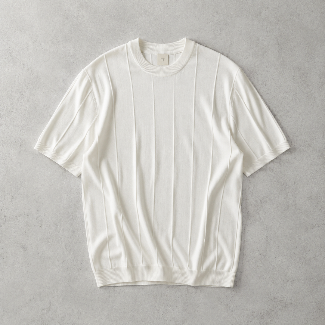 Dinant Wide Rib Knit Short Sleeve Tee