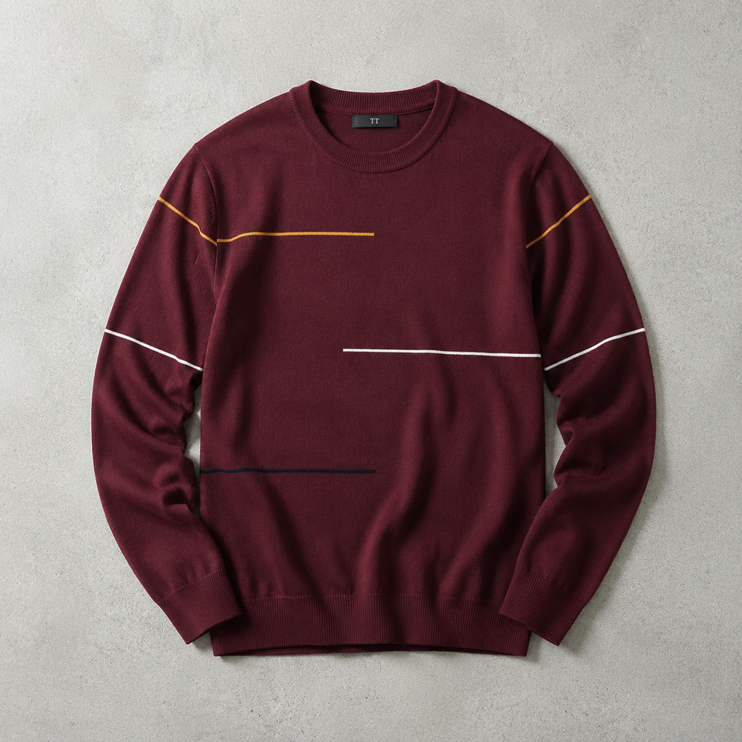 Reims Contrast Stripe Crew Neck Sweater