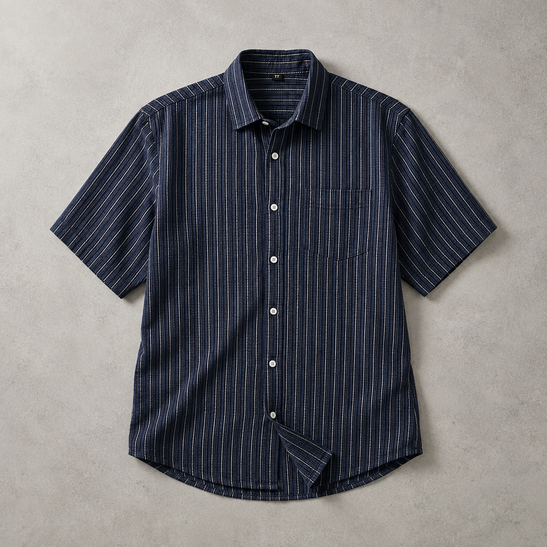Cadiz Textured Stripe Short Sleeve Shirt