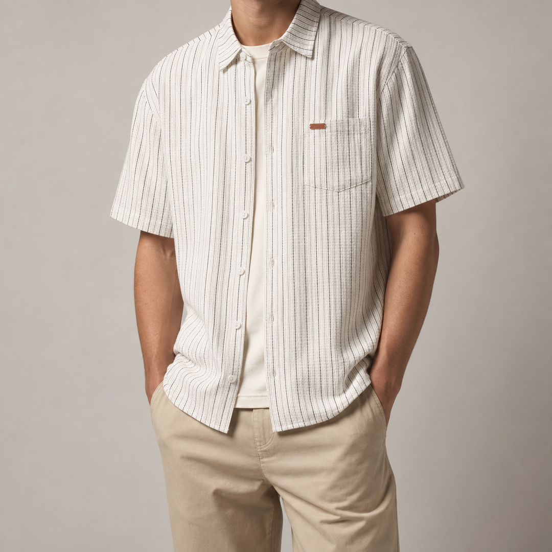 Cadiz Textured Stripe Short Sleeve Shirt