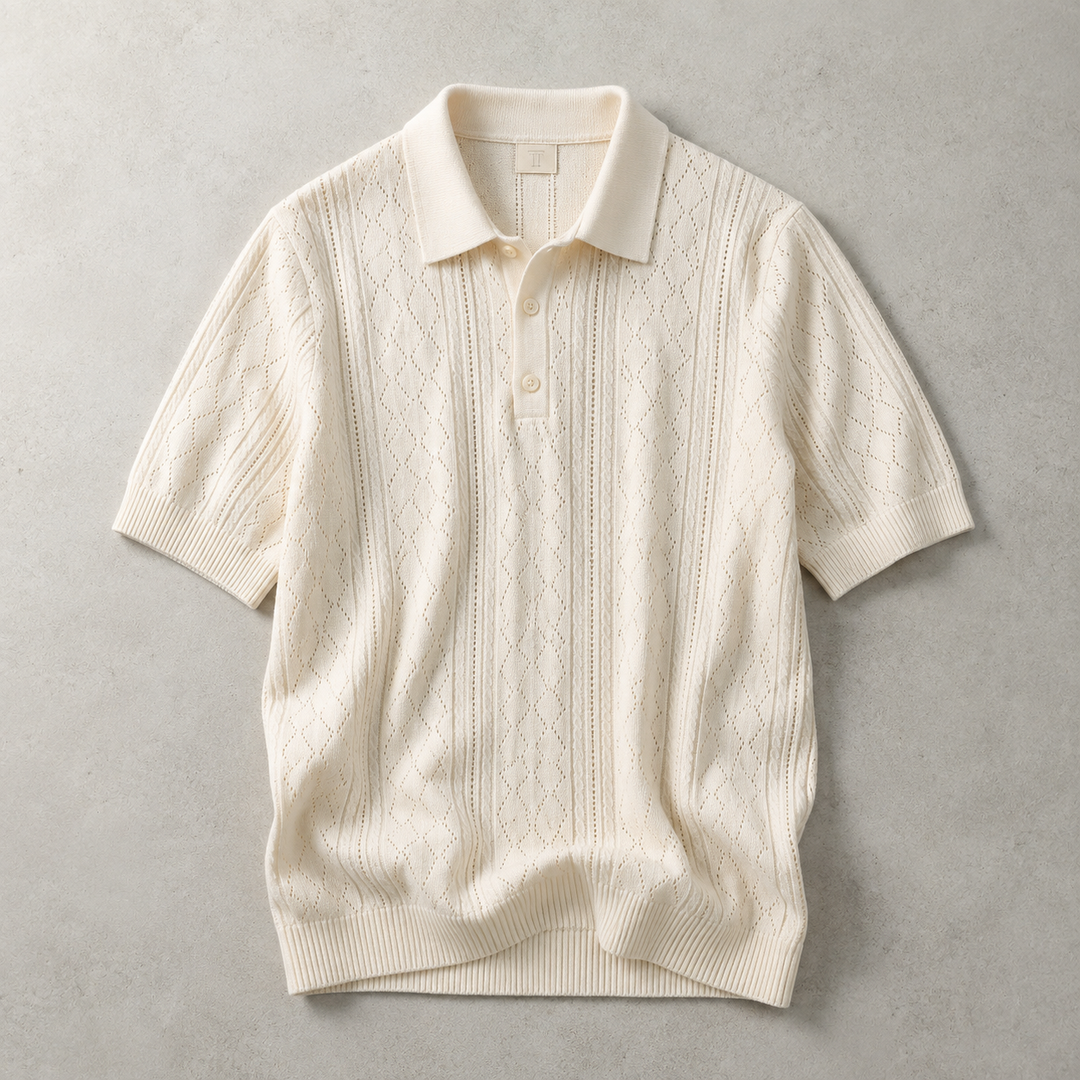 Sitges Pointelle Knit Polo Shirt