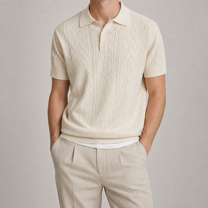 Sitges Pointelle Knit Polo Shirt