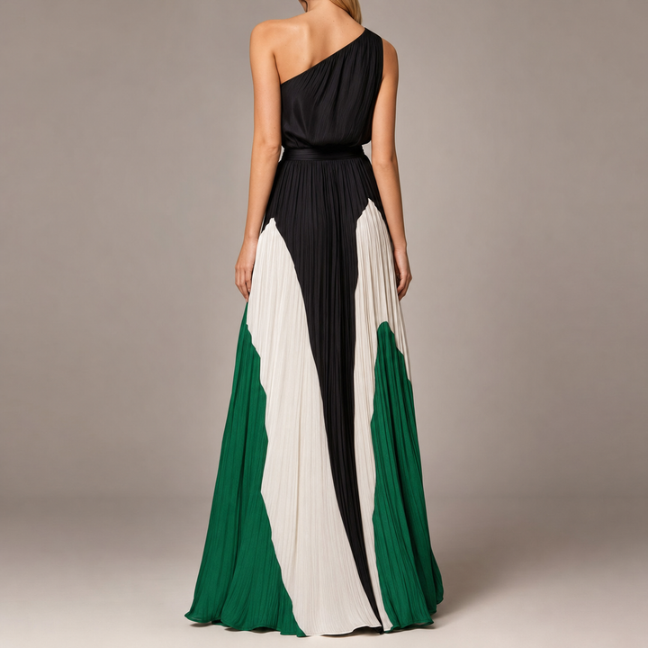 Mougins One Shoulder Pleated Maxi Dress