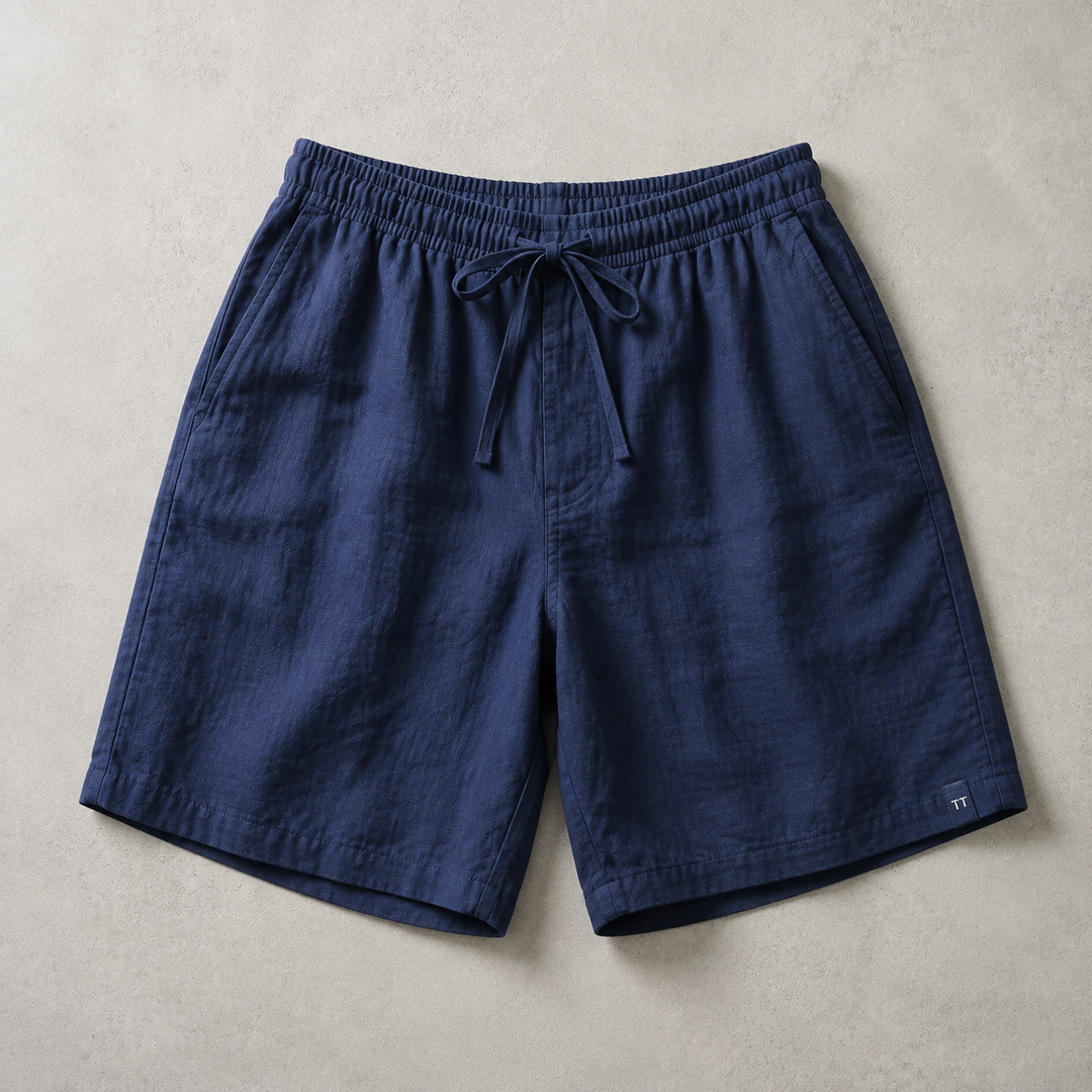 Eze Linen Blend Drawstring Beach Shorts