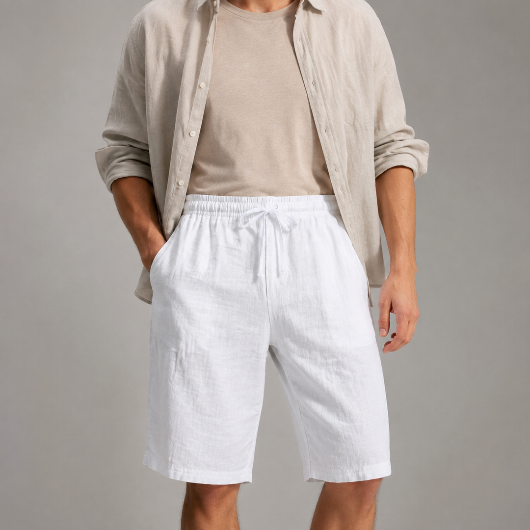 Eze Linen Blend Drawstring Beach Shorts