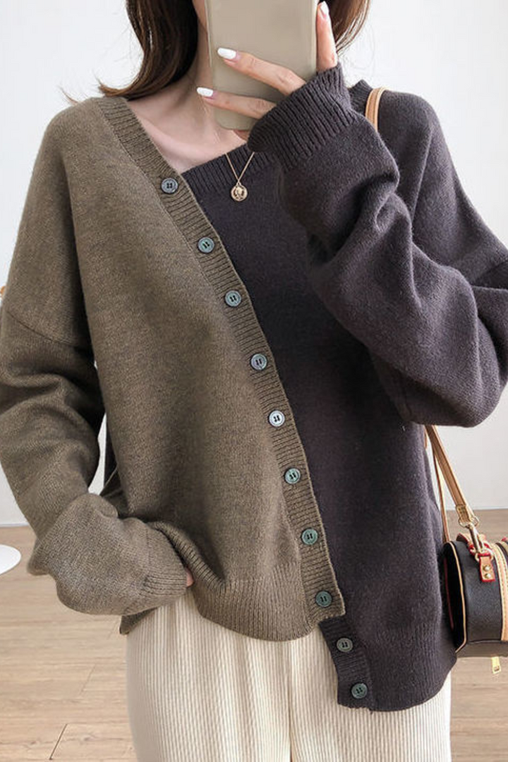 Veloria Modern Patchwork Design with V-Neck, view 4 - Elena Harper