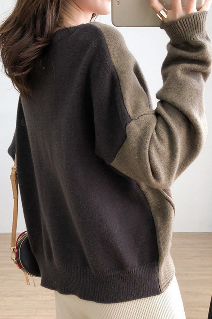 Veloria Modern Patchwork Design with V-Neck, view 5 - Elena Harper
