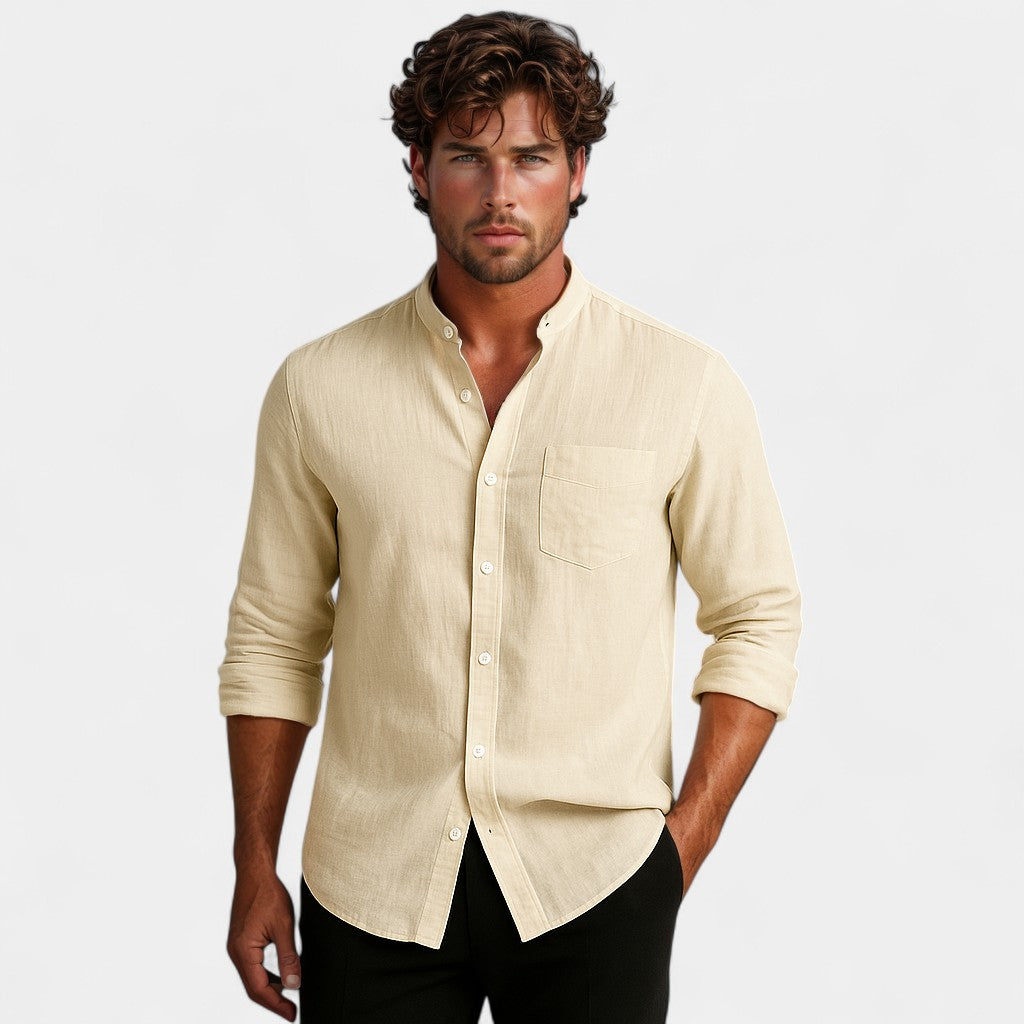 MEN'S UTILITY STYLE HIGH COLLAR SHIRT