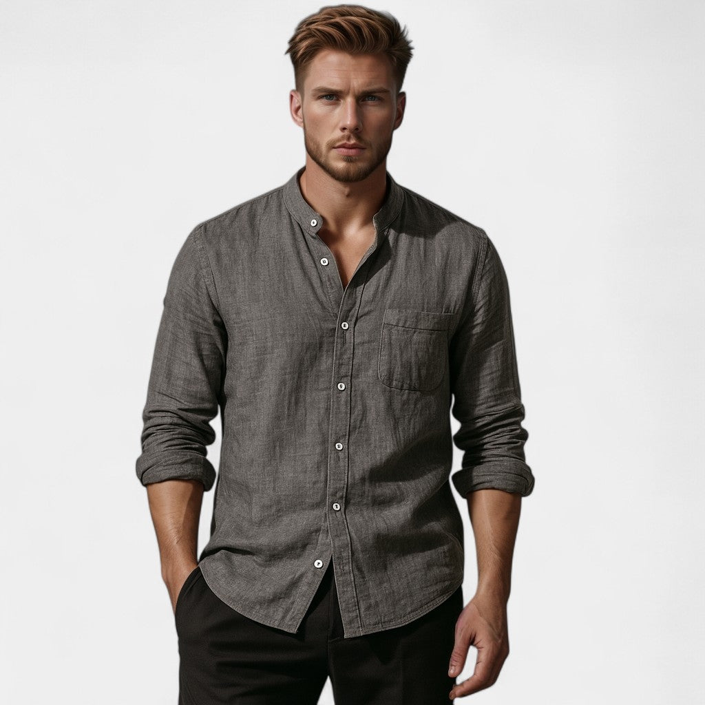 MEN'S UTILITY STYLE HIGH COLLAR SHIRT