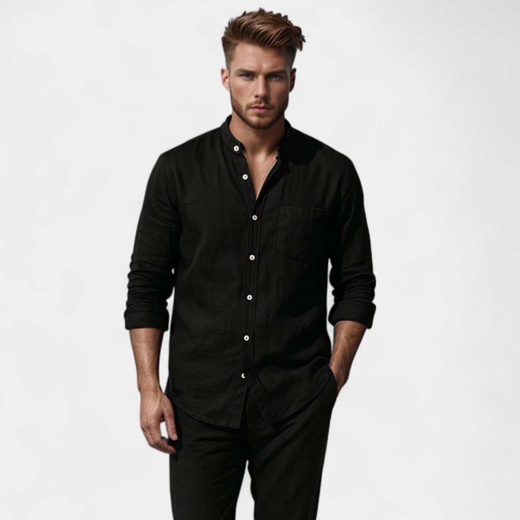 MEN'S UTILITY STYLE HIGH COLLAR SHIRT