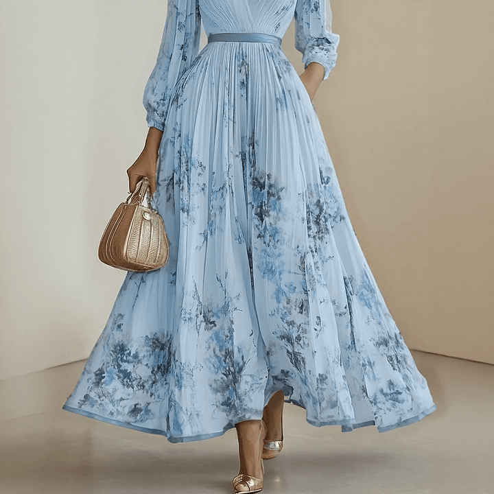 Women's A-Line Maxi Dress – With Pleats, Suitable for Spring and Summer
