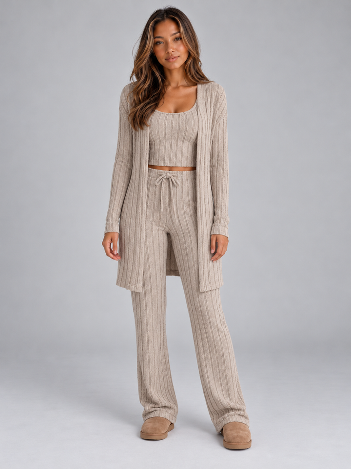 Women’s Ribbed Three-Piece Lounge Set