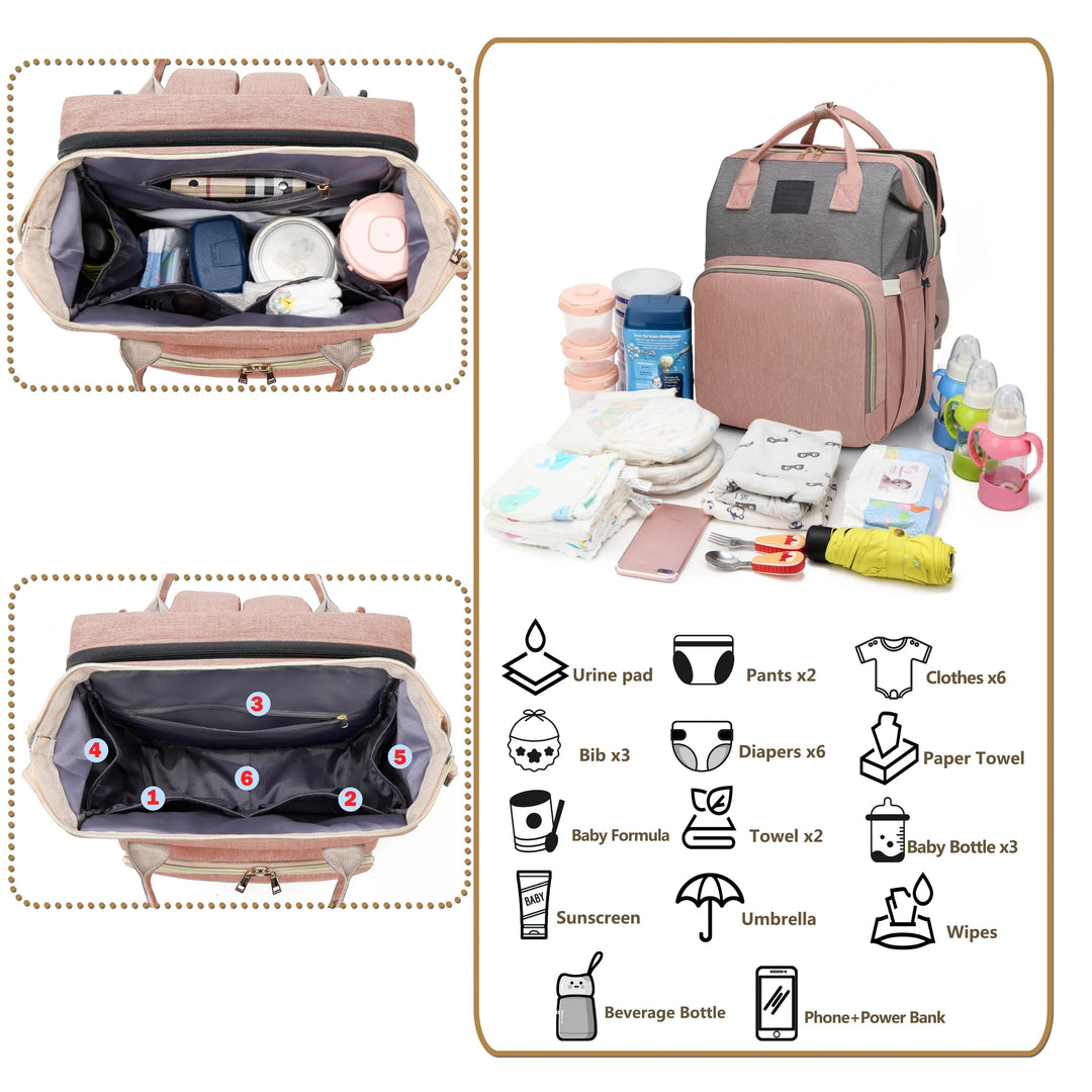 BabyNest™ 3-in-1 Diaper Backpack with Travel Bed