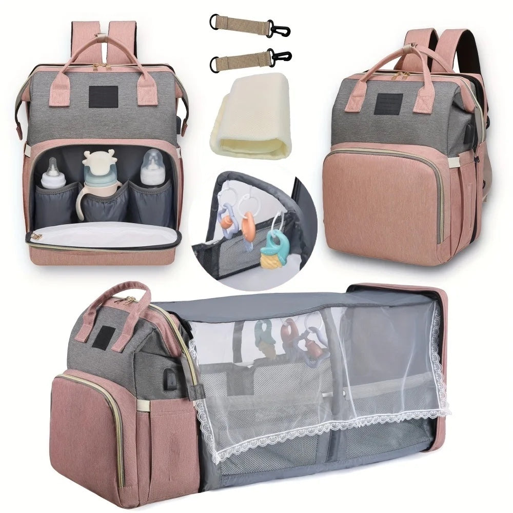 BabyNest™ 3-in-1 Diaper Backpack with Travel Bed